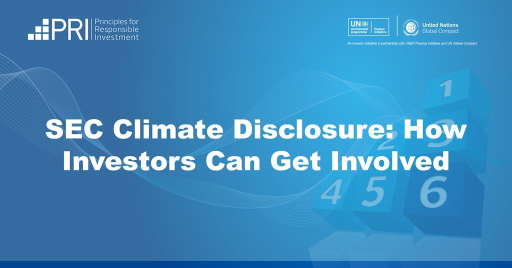 SEC Climate Disclosure How Investors Can Get Involved Webinar PRI