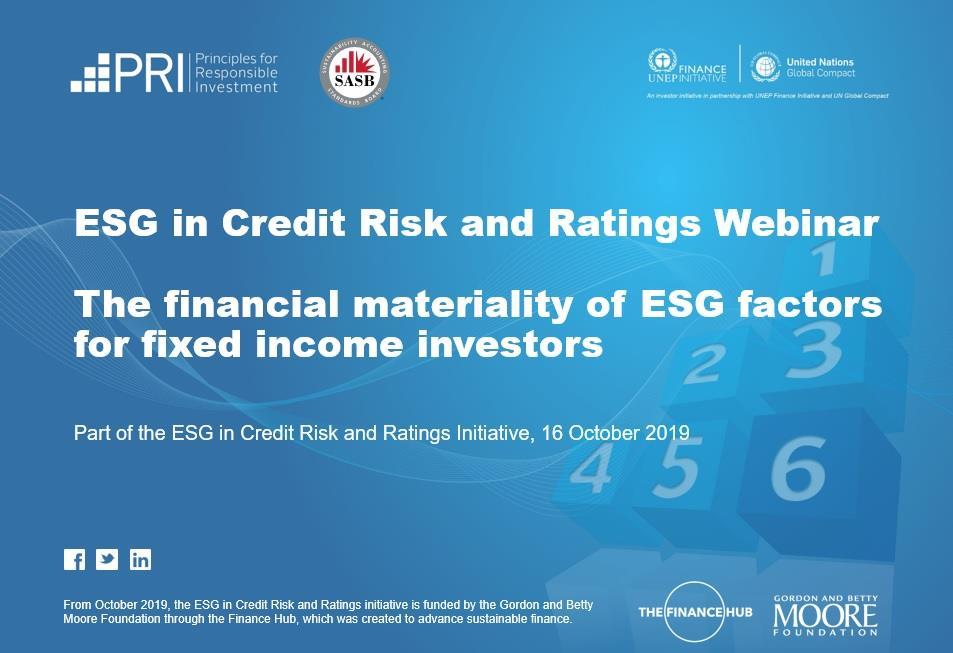 The financial materiality of ESG factors for fixed investors inar PRI