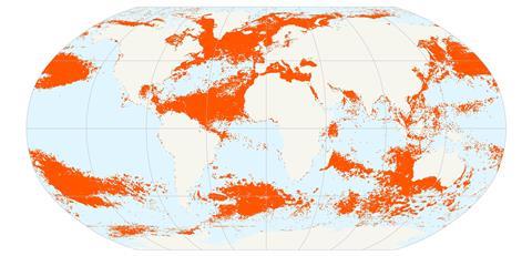 Hotspots of human pressure on the world's oceans, including land-based pollution, fishing, climate change, commercial shipping and invasive species