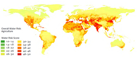 Overall water risk for agriculture