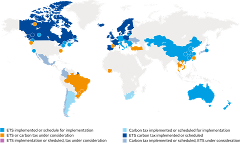 Segmented climate change policies around the world