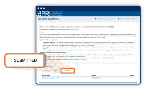 Image showing how to access a report once it has been submitted