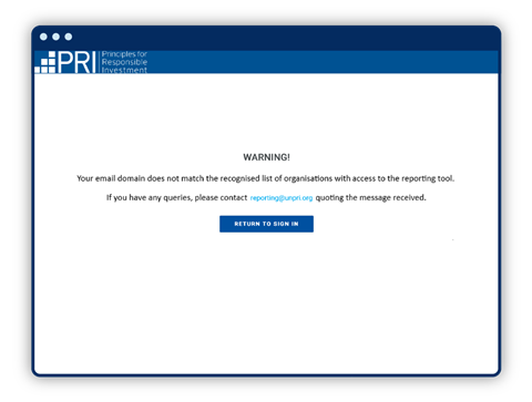 Image showing message that will appear if a Reporting Tool account has not been activated