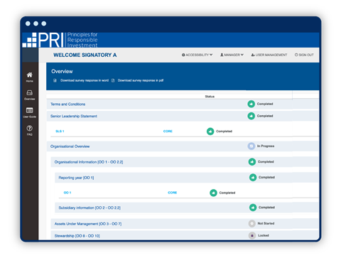 Image of the Reporting Tool overview page showing module and indicator menu